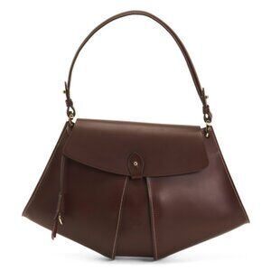 BOLDRINI Made In Italy Leather Tulip Cut Flap Over Satchel